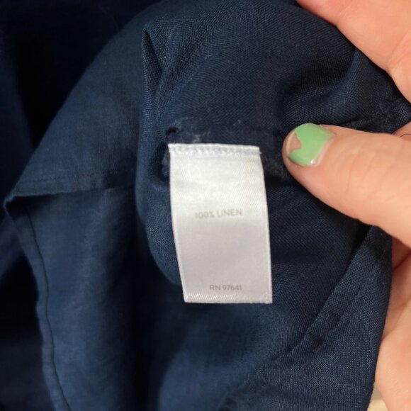 J. Jill Love Linen 100% Linen Navy Blue Tunic Top- Size S - Picture 5 of 6